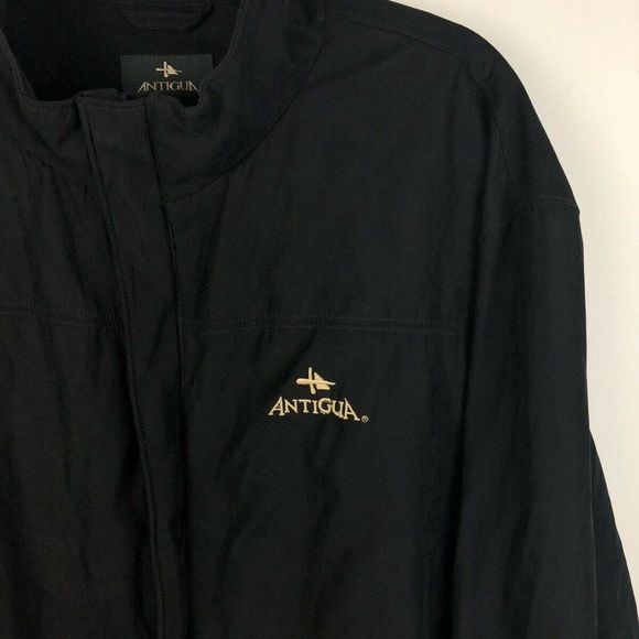 ANTIGUA Full Zip Press Buttons Mens GOLF JACKET Pockets Lined BLACK XL NWOT - Picture 3 of 11